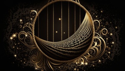 beautiful macrame swing with black and gold background