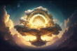 beautiful magic tree, the beginnings of life, a family tree, generative ai