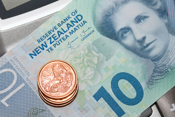 Wall Mural - New Zealand Currency over a calculator - Ten NZ Dollars