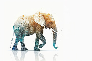 Wall Mural - Elephant isolated on white background as digital illustration (Generative AI)