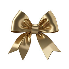 Poster - Gold fabric bow. Satin, silk ribbon, decorative decoration for a gift. Top view. Flatlay. Isolated card design element, scrapbooking. AI generated. Transparent background, PNG.
