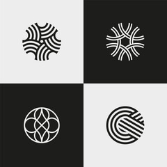 Poster - ellipse geometric logotypes. line art. vector illustration.