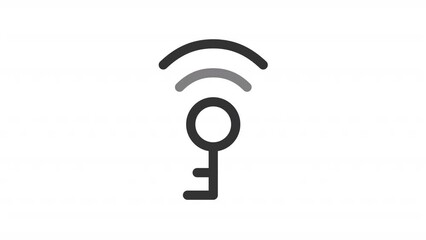 Poster - Animated smart key linear icon. Wireless control. Internet of things. Door access. Home safety. Seamless loop HD video with alpha channel on transparent background. Outline motion graphic animation