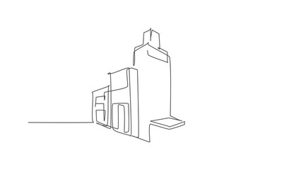 Poster - animated self drawing of continuous one line drawing of luxury apartment house in the middle of town