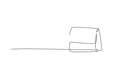 Poster - Animation of single one line drawing of leather briefcase for teacher class. Back to school minimalist, education concept. Continuous simple line self draw animated style. Full length motion.