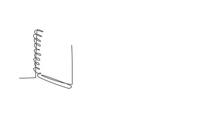 Poster - animated self drawing of single continuous line draw closed notepad book. back to school minimalist 
