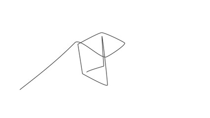 Poster - Animation of single one line drawing of cube geometry shape. Back to school minimalist, education concept. Continuous simple line self draw animated style illustration. Full length motion.
