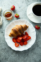 Canvas Print - Freshly made croissant with berries