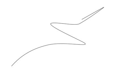 Poster - Animated self drawing of single continuous line draw flying paper airplane on the sky. Back to school minimalist style. Children toy concept. Full length one line animation illustration.