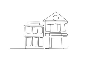 Poster - animated self drawing of single continuous line drawing of second story elementary school building. 