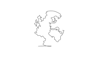 Poster - animation of one line drawing of globe earth. earth silhouette for education. infographic territory,