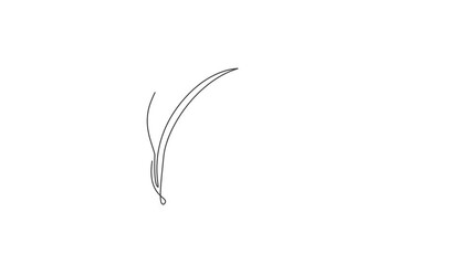 Poster - self drawing animation of single line draw green leaf. organic leaf tree icon silhouette for environ