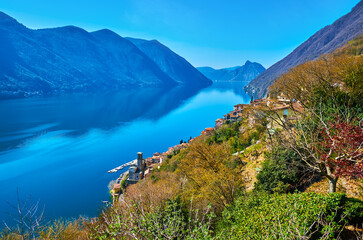 Poster - Alpine scenery and Lake Lugano from Albogasio Superiore, Valsolda, Italy