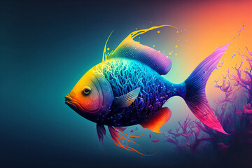 Wall Mural - beautiful fish, with colorful gradations, generative ai