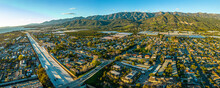 Highway 101 Carpinteria. Coast Road Close To Santa Barbara. Aerial Panorama