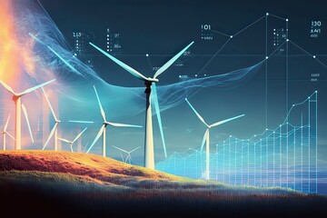 energy prices rising concepts: rising energy costs, renewable sources and finance. photo generative 