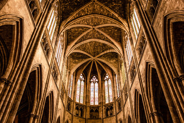 Bordeaux Cathedral inside, Roman Catholic Saint Andrew church. Famous Bordeaux tourist sigthseen building.