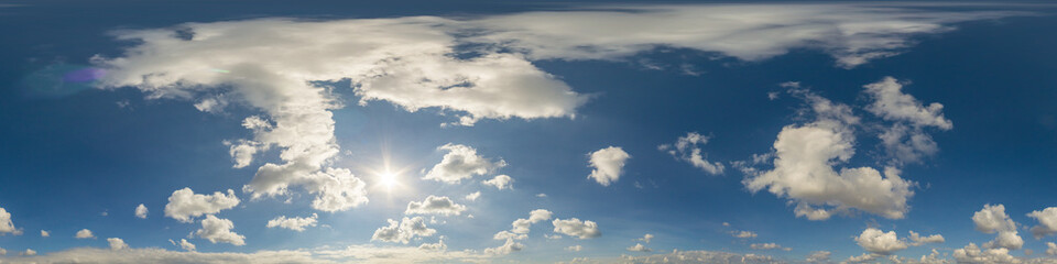 Wall Mural - blue sky panorama with puffy cumulus clouds. seamless hdr pano in spherical equirectangular format. 