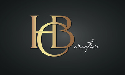 luxury letters HCB golden logo icon  premium monogram, creative royal logo design