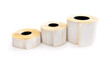 © Ievgen Skrypko - Barcode sticker rolls set isolated on white background. Blank adhesive empty labels. Paper tags for marking and identification