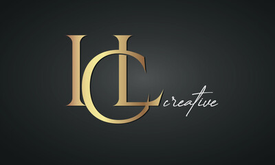 Wall Mural - luxury letters ICL golden logo icon  premium monogram, creative royal logo design