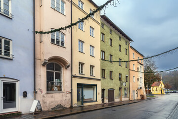 Fototapete - Street in Wasserburg am Inn, Germany