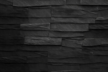 Dark grey black slate texture for background and design art work. Black stone wall. Generative AI.
