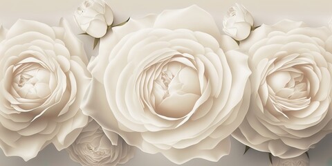 Wall Mural - White roses, full frame background for card, invitations and banner design