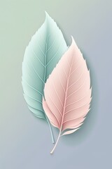 Wall Mural - Light vibrant leaf with natural light color and simple clean background