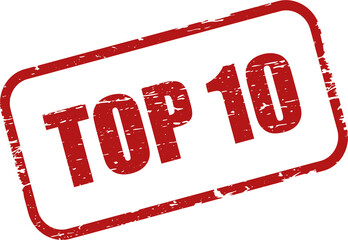 Canvas Print - Top 10 red stamp, Top ten stamp