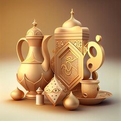 Ramadan Kareem traditional religious muslim holy holiday. Festive design background. generative ai