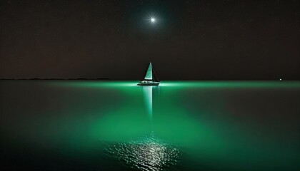 Poster -  a sailboat in the middle of a body of water.  generative ai