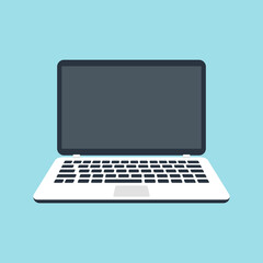 Fototapete - Flat Laptop Black Display Office Technology Vector Illustration