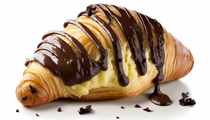 croissant with chocolate on a white background Generated By AI