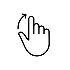 Poster - Hand Finger Swipe and Drag Up Line Icon. Pinch Screen, Rotate on Screen Linear Pictogram. Gesture Slide Up Outline Icon. Editable Stroke. Isolated Vector Illustration