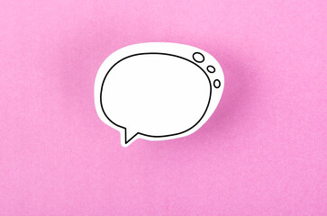 The Speech bubble with copy space communication talking speaking concepts on pink colour background.