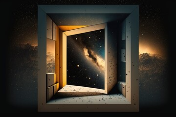 Wall Mural - ai generated, sci-fi starry sky background material
