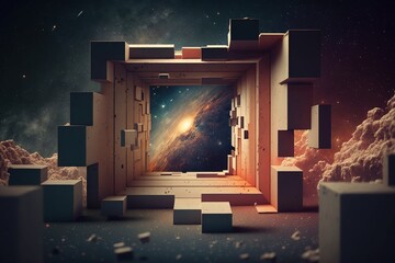 Wall Mural - ai generated, sci-fi starry sky background material