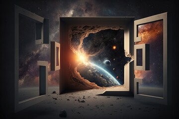 Wall Mural - ai generated, sci-fi starry sky background material