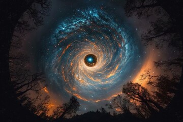 Wall Mural - ai generated, sci-fi starry sky background material