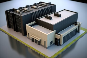 Sticker - AI generation, 3D model of factory buildings