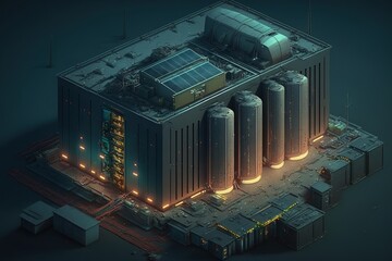 Sticker - AI generation, 3D model of factory buildings