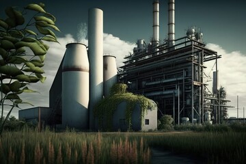 Wall Mural - AI generation, large chemical factory building
