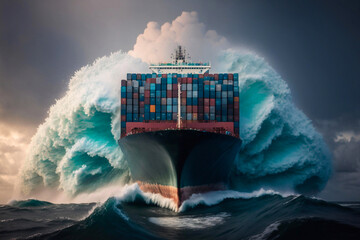 Container ship in import export and business logistic, International transportation, Business logistics concept. Generative AI