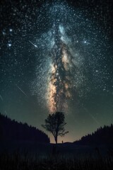 Wall Mural - astronomy constellation stars and milky way on night sky, created using generative ai technology