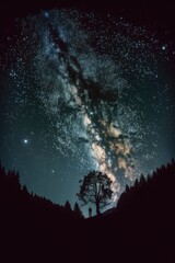 Wall Mural - astronomy constellation stars and milky way on night sky, created using generative ai technology