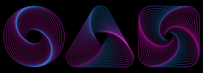 Wall Mural - abstract triangle, square, circle shapes in trendy neon color. trendy retro 1980s, 90s style. print,