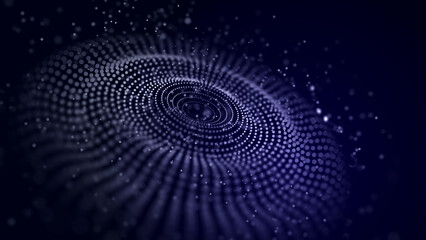 Poster - Sphere with moving information particles. Global communication technology. 3D rendering.