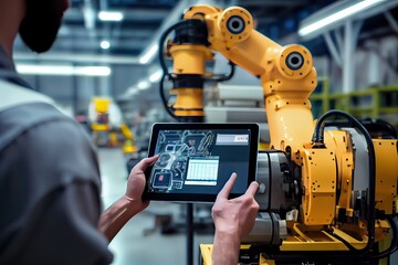 Automated industrial process with robot controlled by an app, generative AI