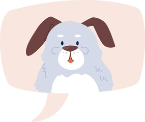Poster - Talking about cute dog semi flat color vector speech bubble. Pet adoption. Editable element with character on white. Simple cartoon style illustration for web graphic design and animation